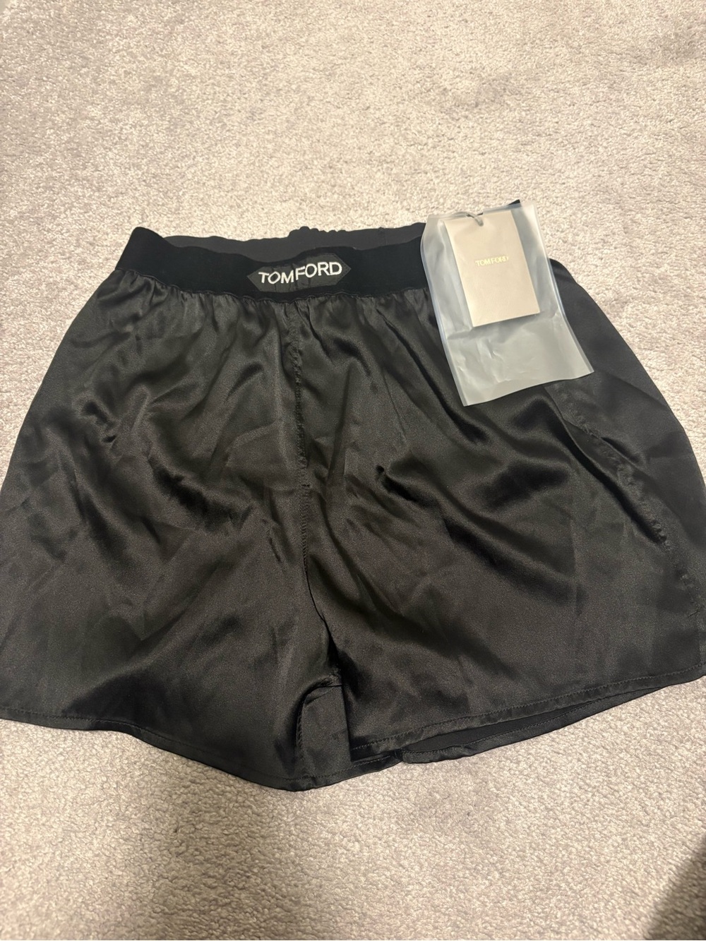 Tom Ford Black Satin Elastic Waist Lounge Shorts